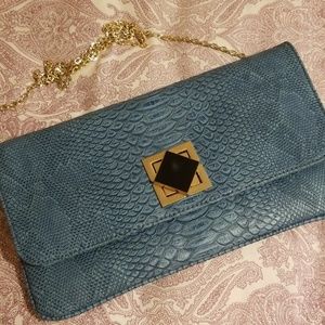 Urban Expressions Teal Croc Clutch